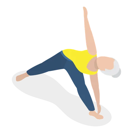 Elderly woman doing morning exercise  Illustration