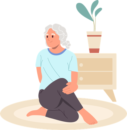 Elderly woman doing morning yoga  Illustration