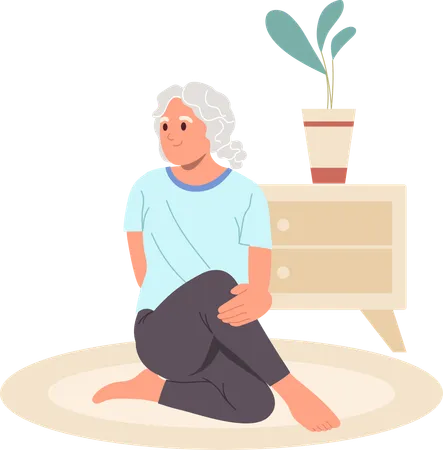 Elderly woman doing morning yoga  Illustration