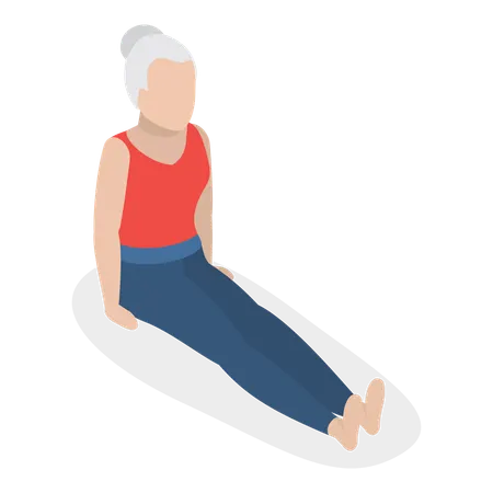 Elderly woman  doing morning yoga  Illustration