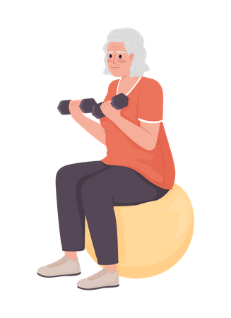 Elderly woman exercising Illustration