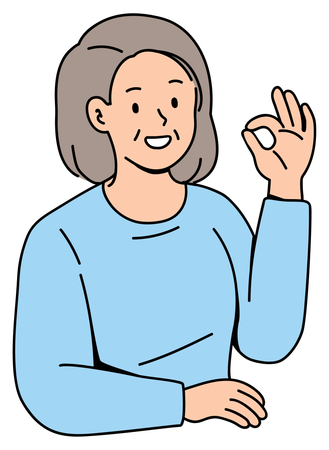 Elderly Woman Gesturing Ok Sign  Illustration