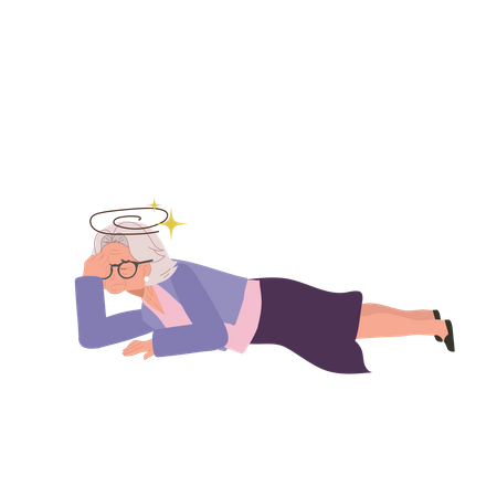 Elderly Woman got Fainting  Illustration