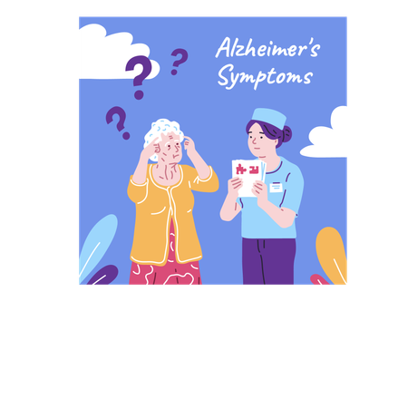 Elderly woman having alzheimer symptom  Illustration