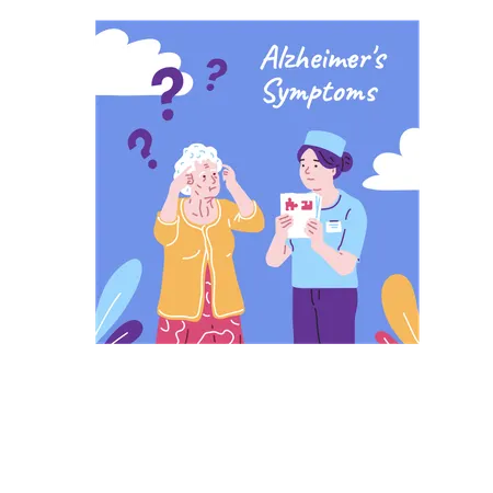 Elderly woman having alzheimer symptom  Illustration
