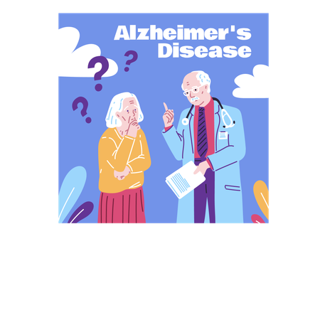 Elderly woman having alzheimer symptom  Illustration