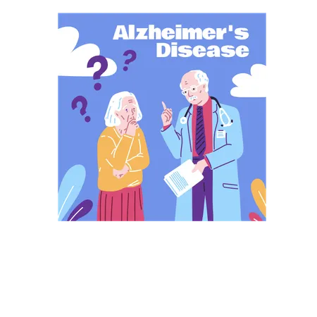 Elderly woman having alzheimer symptom  Illustration