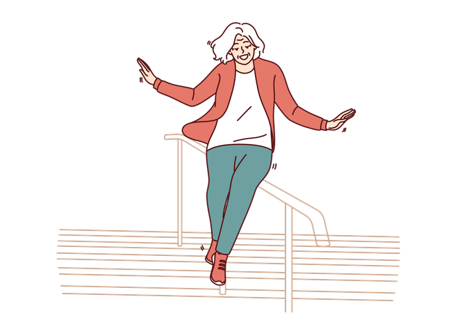 Elderly woman is enjoying her time in park  Illustration