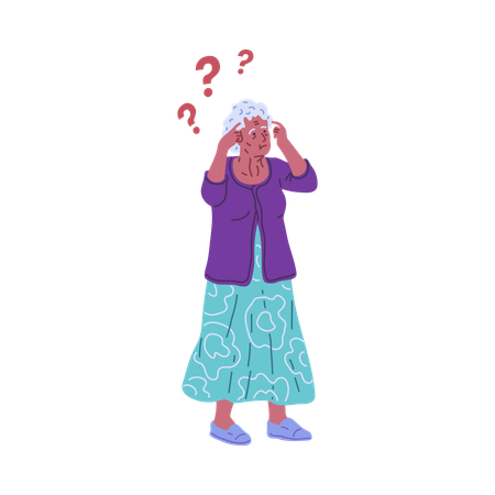 Elderly woman patient having alzheimer  Illustration
