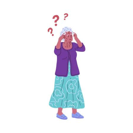 Elderly woman patient having alzheimer  Illustration