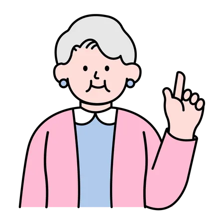 Elderly Woman Pointing Finger  일러스트레이션