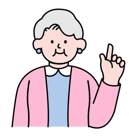 Elderly Woman Pointing Finger  Illustration