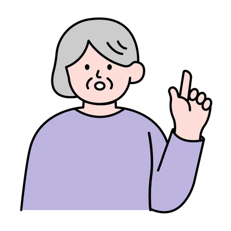 Elderly Woman Pointing up  Illustration