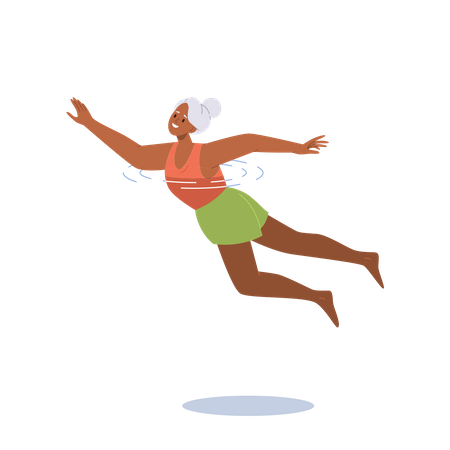 Elderly Woman Swimming In Pool  Illustration