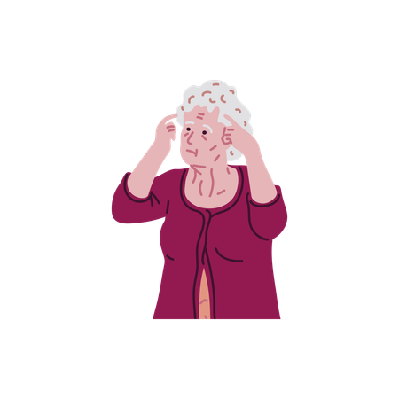 Elderly woman with cognitive difficulties  Illustration