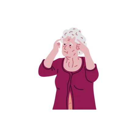 Elderly woman with cognitive difficulties  Illustration