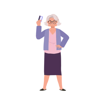 Elderly Woman with Credit Card  Illustration