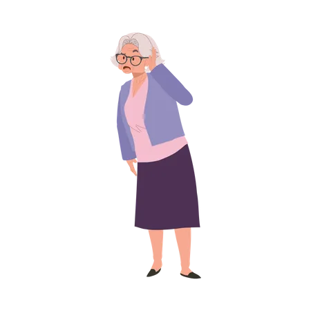 Senior Ear Health Issues Ear Problem In Older Age Concept Elderly Woman With Hearing Loss Illustration