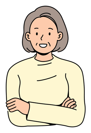 Elderly Woman With Her Arms Crossed  Illustration