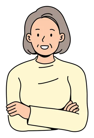 Elderly Woman With Her Arms Crossed  Illustration