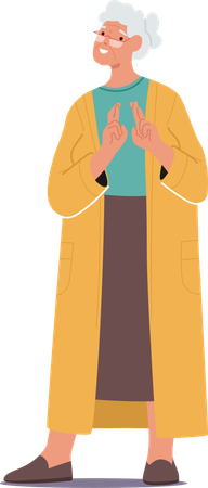 Elderly Woman With Short White Hair and Warm Smile  Illustration