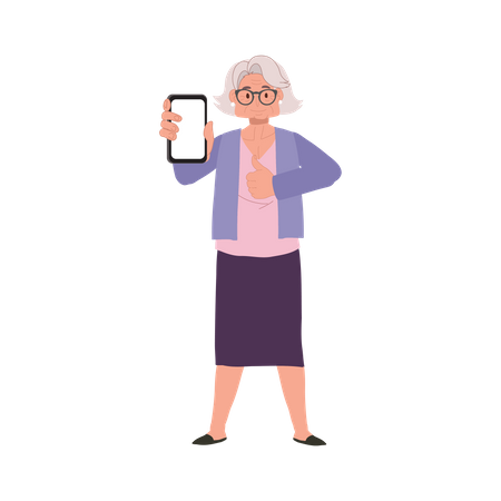 Elderly Woman with Smartphone  Illustration