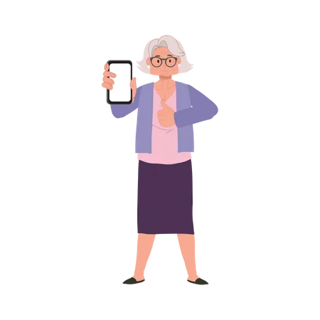 Elderly Woman with Smartphone  Illustration