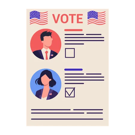Concepto De Campana Electoral La Gente Vota Por El Candidato Elecciones Presidenciales De EE UU 2020 Ilustracion Vectorial En Estilo De Dibujos Animados Ilustración