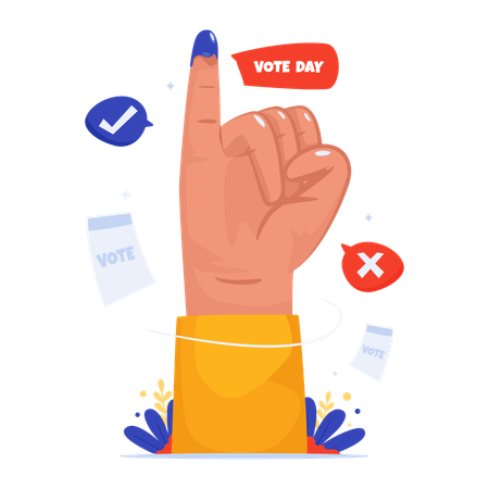 Participation électorale avec le symbole du petit doigt encré  Illustration