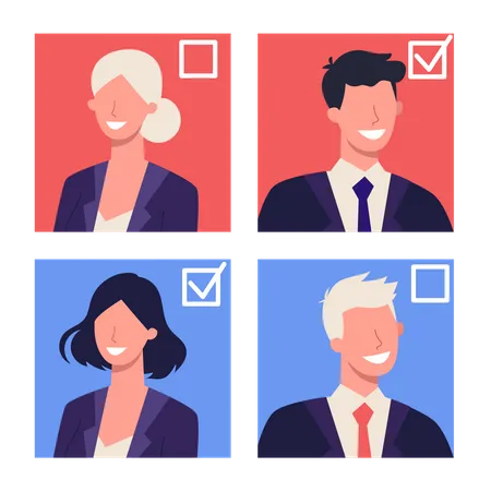 Elections In USA Concept Primaries And Caucuses Idea Of Politics And American Government People Vote For The Candidate Democracy And Government Vector Illustration イラスト