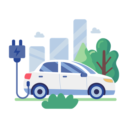 電気自動車の充電  イラスト