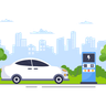 electric car charging illustration svg