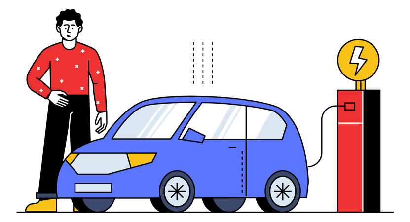 Electric car charging  Illustration