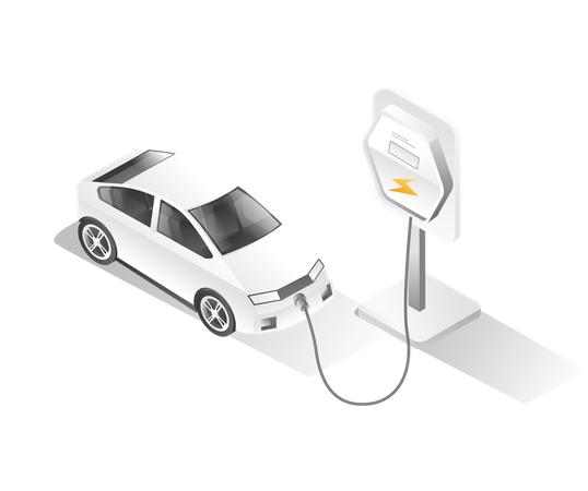 Electric car charging process  Illustration