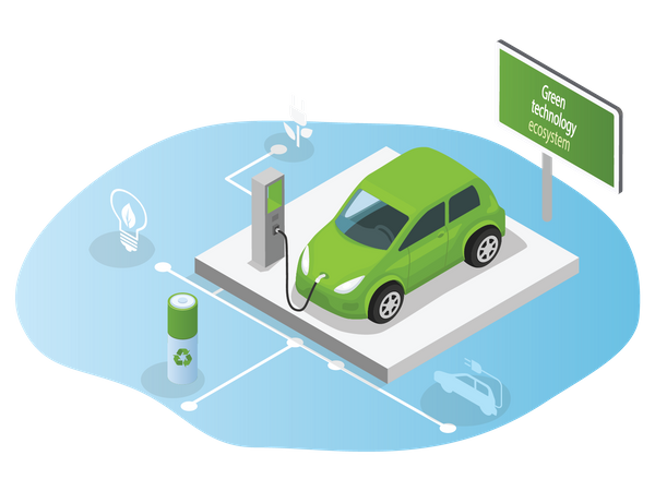 Electric Car charging station Illustration