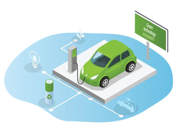 Electric Car charging station  Illustration