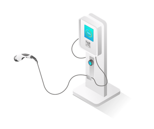 Electric car charging station Illustration