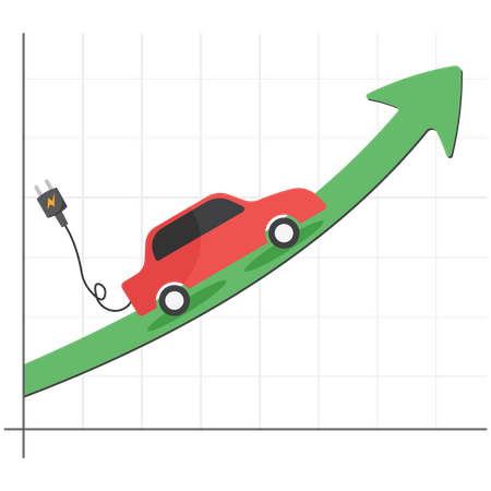 Electric car stock price soaring  Illustration