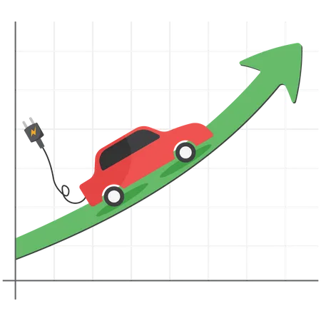 Electric car stock price soaring  Illustration