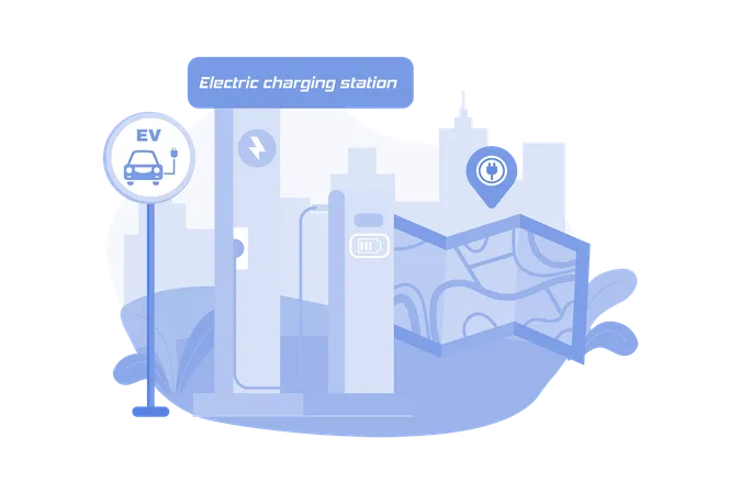 Electric Charging Station Location  Illustration