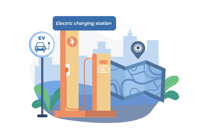 Electric Charging Station Location  Illustration