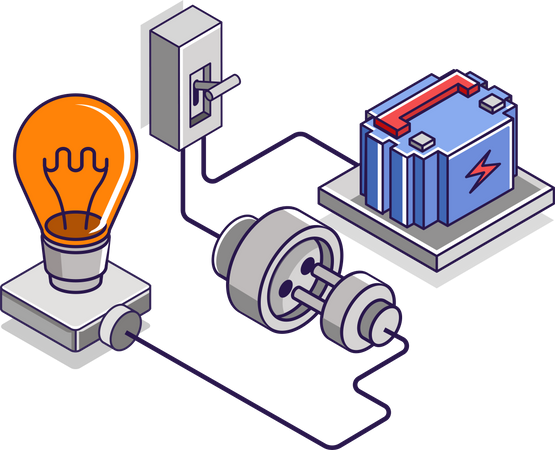 Electric current from battery energy  Illustration