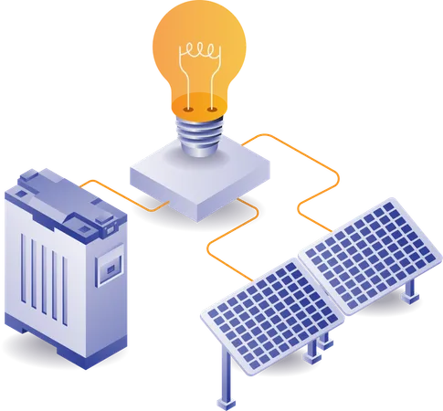 Electric energy solar panel  イラスト