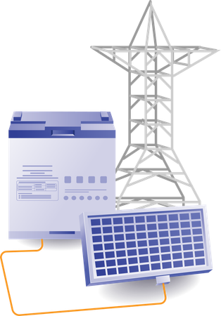 Electric energy solar panels eco green  Illustration