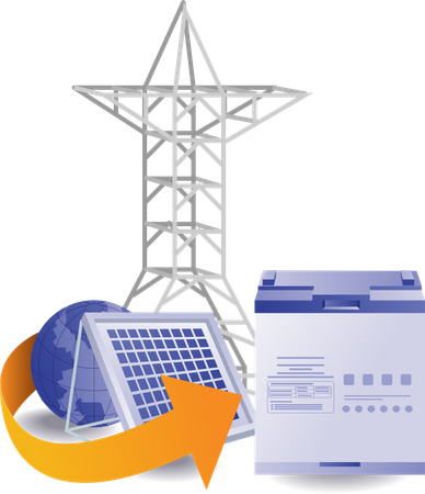 Electric energy solar panels eco green  Illustration