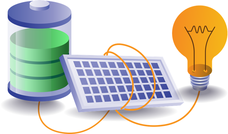 Electric energy storage battery solar panel concept illustration  Illustration