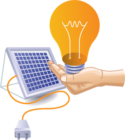 Electric lights with solar panel energy eco green  Illustration