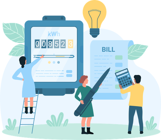 Electric meter reading  Illustration