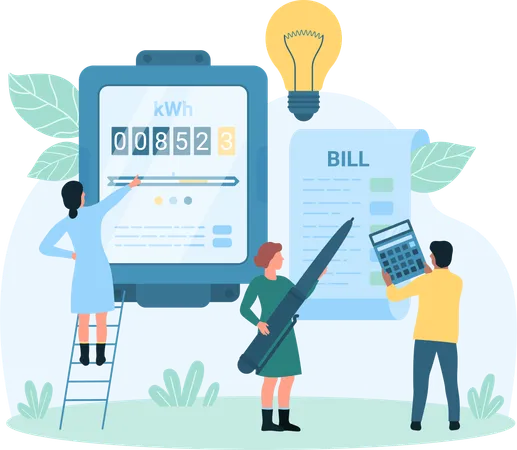 Electric meter reading  Illustration