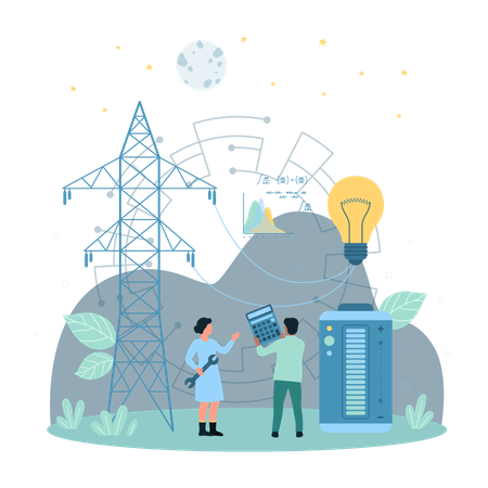 Electric power production and distribution  Illustration
